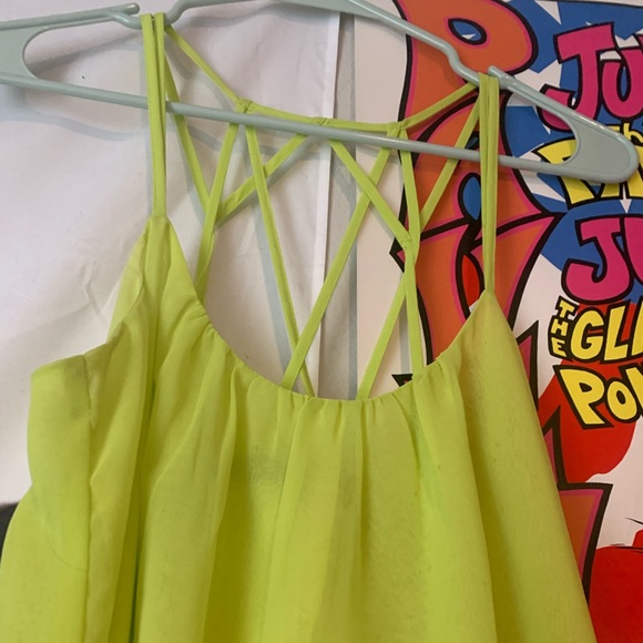 Neon Lime Yellow Green Criss Cross Back Tank - Picture 4 of 4
